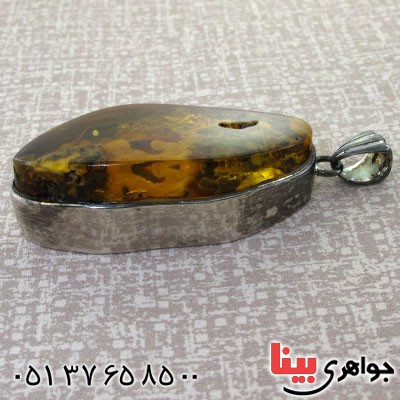 گردنبند کهربا درشت درجه یک خوش نقش _کد:1633