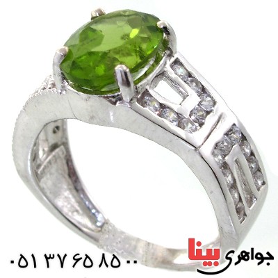 انگشتر زبرجد زنانه رودیوم لوکس مدل ویدا _کد:11445