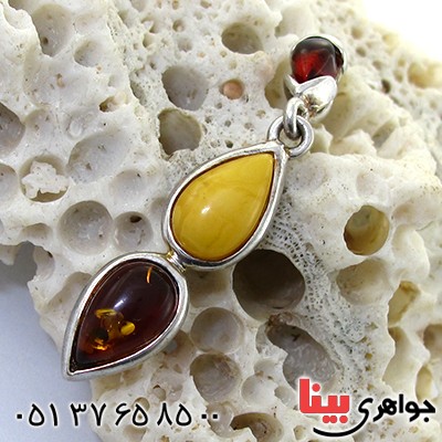 گردنبند کهربا زنانه دو نگین _کد:11446