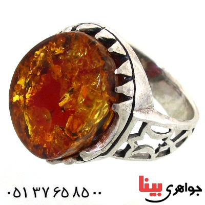 انگشتر کهربا درشت خوش نقش _کد:11450