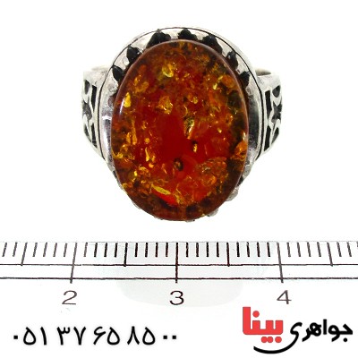 انگشتر کهربا درشت خوش نقش _کد:11450