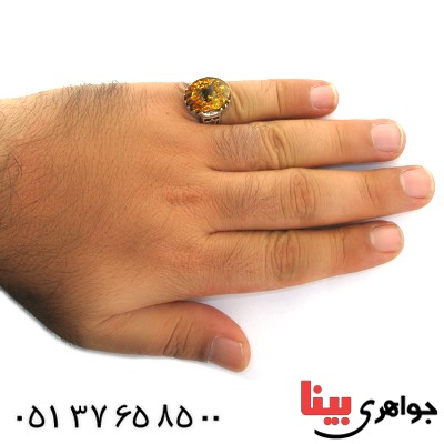 انگشتر کهربا درشت خوش نقش _کد:11450