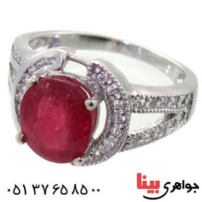 انگشتر یاقوت سرخ بسیار عالی زنانه رودیوم لوکس _کد:11458