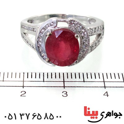 انگشتر یاقوت سرخ بسیار عالی زنانه رودیوم لوکس _کد:11458