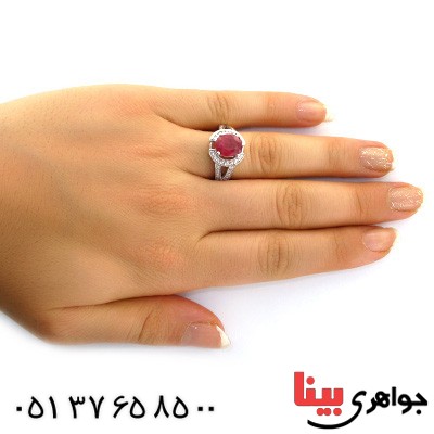 انگشتر یاقوت سرخ بسیار عالی زنانه رودیوم لوکس _کد:11458