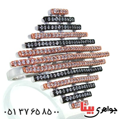 انگشتر نقره زنانه درشت مدل آبشار _کد:11470
