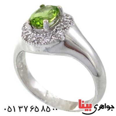 انگشتر زبرجد زنانه رودیوم لوکس مدل آروا _کد:11475