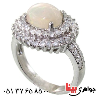انگشتر اوپال هفت رنگ زنانه رادیوم لوکس نگین دار _کد:11476