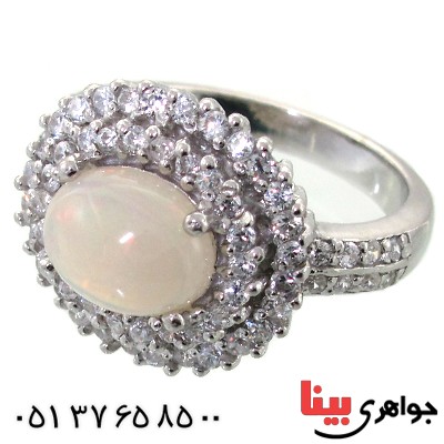 انگشتر اوپال هفت رنگ زنانه رادیوم لوکس نگین دار _کد:11476