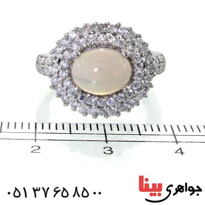 انگشتر اوپال هفت رنگ زنانه رادیوم لوکس نگین دار _کد:11476