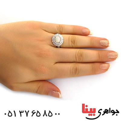 انگشتر اوپال هفت رنگ زنانه رادیوم لوکس نگین دار _کد:11476