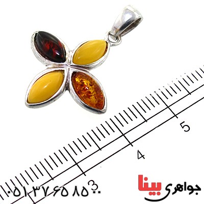گردنبند کهربا زنانه مدل گل چهار پر _کد:11480