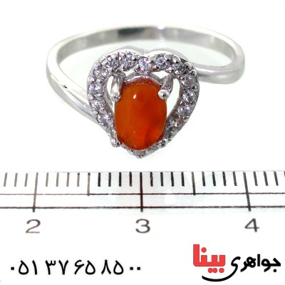 انگشتر عقیق یمنی زنانه رادیوم لوکس مدل قلب _کد:11481