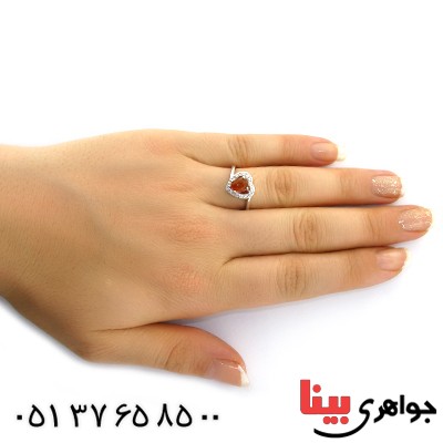 انگشتر عقیق یمنی زنانه رادیوم لوکس مدل قلب _کد:11481