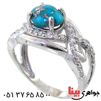 انگشتر فیروزه نیشابوری زنانه رادیوم لوکس مدل حمیرا _کد:11482