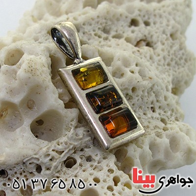 گردنبند کهربا زنانه مدل مستطیلی سه رنگ _کد:11483