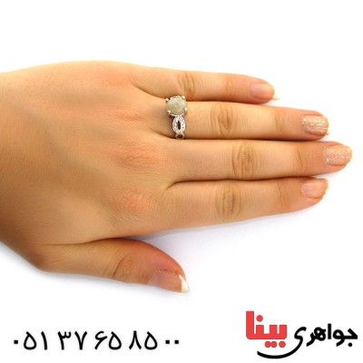 انگشتر اوپال هفت رنگ زنانه رادیوم لوکس مدل صبا _کد:11485