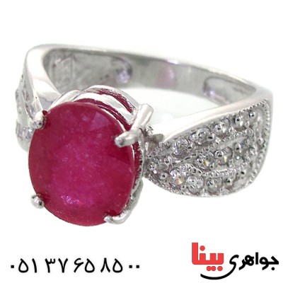 انگشتر یاقوت سرخ زنانه رودیوم لوکس مدل مهدیسا _کد:11487