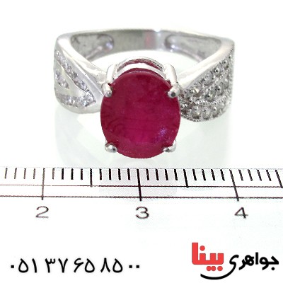 انگشتر یاقوت سرخ زنانه رودیوم لوکس مدل مهدیسا _کد:11487
