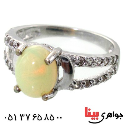 انگشتر اوپال هفت رنگ رادیوم لوکس زنانه مدل مهسیما _کد:11489