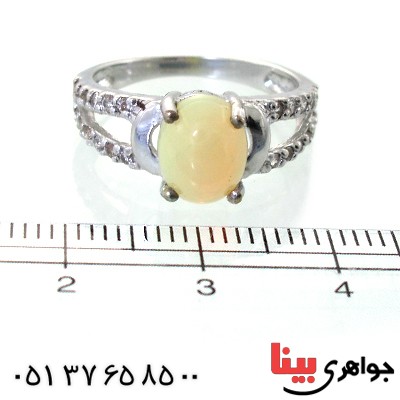 انگشتر اوپال هفت رنگ رادیوم لوکس زنانه مدل مهسیما _کد:11489