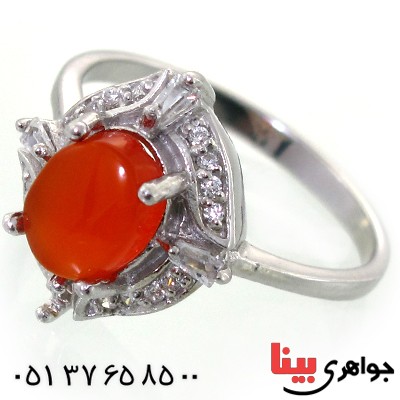 انگشتر عقیق یمنی زنانه رادیوم لوکس مدل نارگل _کد:11492