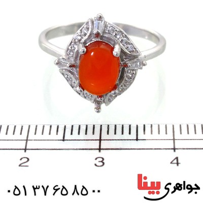 انگشتر عقیق یمنی زنانه رادیوم لوکس مدل نارگل _کد:11492