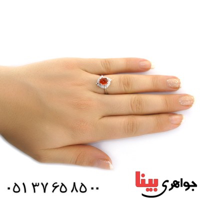 انگشتر عقیق یمنی زنانه رادیوم لوکس مدل نارگل _کد:11492