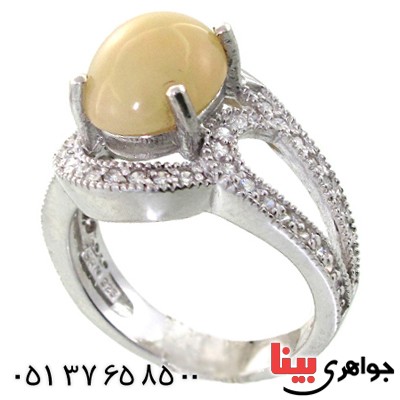 انگشتر اوپال هفت رنگ زنانه رادیوم لوکس مدل سارا _کد:11494