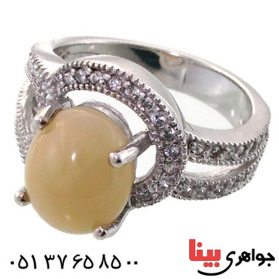 انگشتر اوپال هفت رنگ زنانه رادیوم لوکس مدل سارا _کد:11494