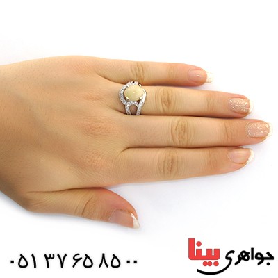 انگشتر اوپال هفت رنگ زنانه رادیوم لوکس مدل سارا _کد:11494