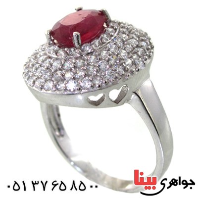 انگشتر یاقوت سرخ زنانه رودیوم لوکس نگین دار _کد:11510