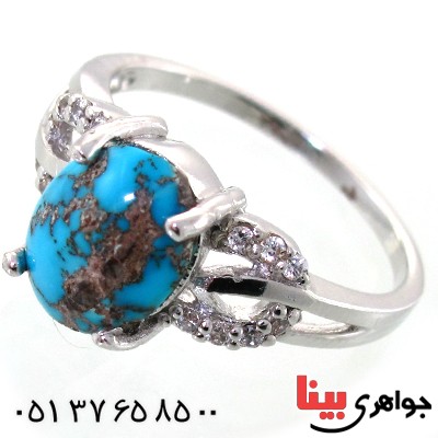 انگشتر فیروزه نیشابوری زنانه رادیوم لوکس مدل نیلا _کد:11519