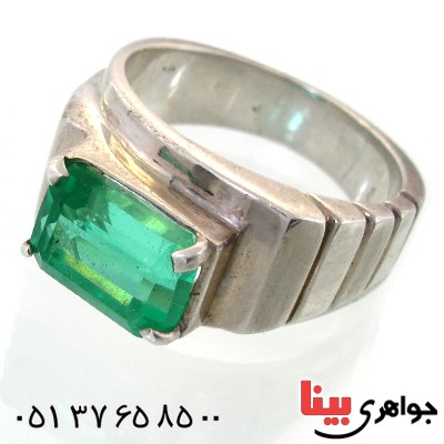 انگشتر زمرد درشت مردانه فاخر مدل پله ای _کد:1638