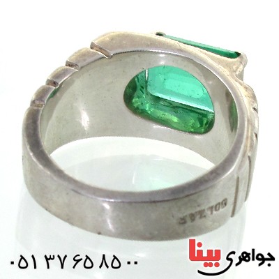 انگشتر زمرد درشت مردانه فاخر مدل پله ای _کد:1638