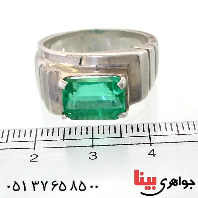 انگشتر زمرد درشت مردانه فاخر مدل پله ای _کد:1638