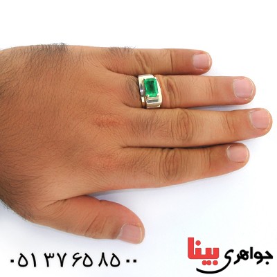 انگشتر زمرد درشت مردانه فاخر مدل پله ای _کد:1638
