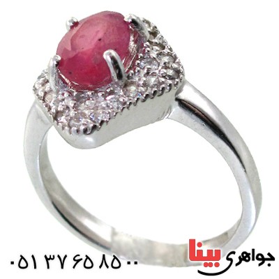انگشتر یاقوت سرخ زنانه رودیوم لوکس مدل لیلیا _کد:11523