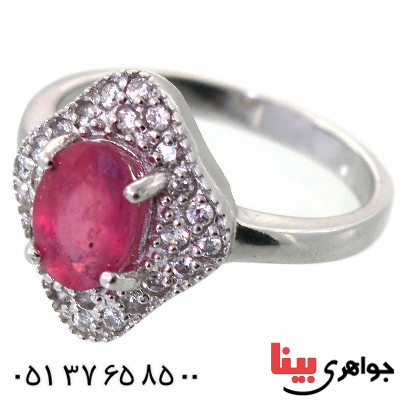 انگشتر یاقوت سرخ زنانه رودیوم لوکس مدل لیلیا _کد:11523