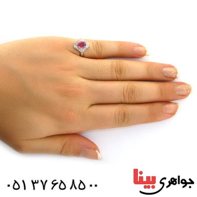 انگشتر یاقوت سرخ زنانه رودیوم لوکس مدل لیلیا _کد:11523