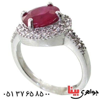 انگشتر یاقوت سرخ زنانه رودیوم لوکس مدل وندا _کد:11525