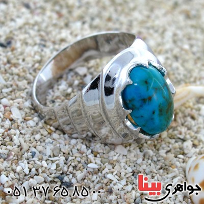 انگشتر فیروزه نیشابوری شجری عالی مردانه درشت و فاخر _کد:1644