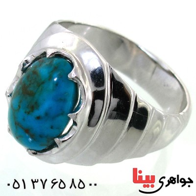 انگشتر فیروزه نیشابوری شجری عالی مردانه درشت و فاخر _کد:1644