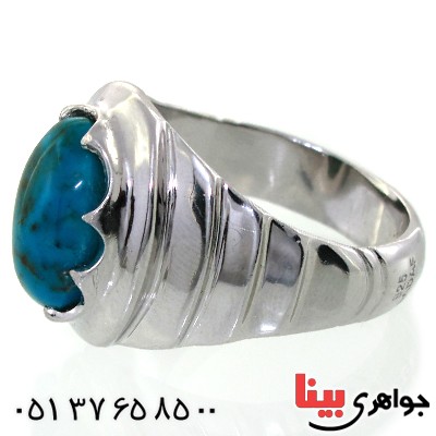انگشتر فیروزه نیشابوری شجری عالی مردانه درشت و فاخر _کد:1644