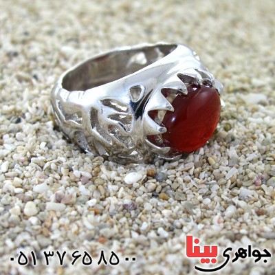 انگشتر عقیق یمنی ممتاز مردانه درشت اسلیمی _کد:1645