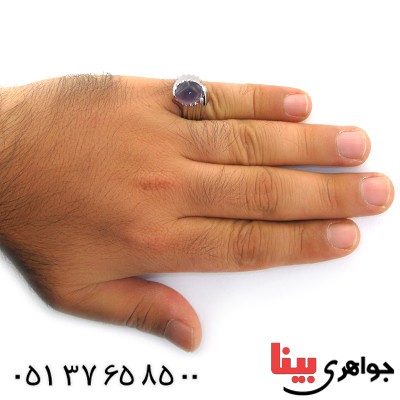 انگشتر عقیق یمنی کبود مردانه خوشرنگ _کد:11539