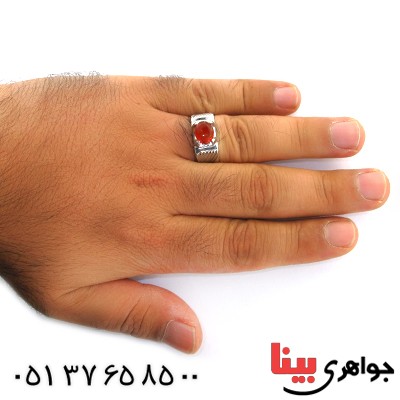 انگشتر عقیق یمنی مردانه خوشرنگ _کد:1648