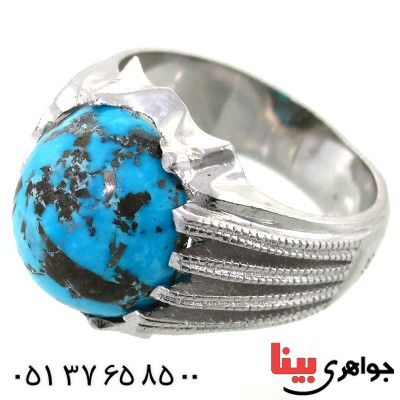 انگشتر فیروزه نیشابوری شجری مردانه درشت باشکوه _کد:1649