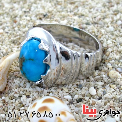 انگشتر فیروزه نیشابوری شجری عالی مردانه درشت _کد:1650
