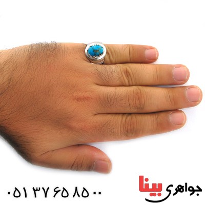 انگشتر فیروزه نیشابوری شجری عالی مردانه درشت _کد:1650